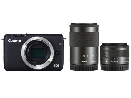 Фотоапарат Canon EOS M10  Black тяло + Обектив Canon EF-M 15-45mm f/3.5-6.3 IS STM + Обектив Canon EF-M 55-200mm f/4.5-6.3 IS STM 