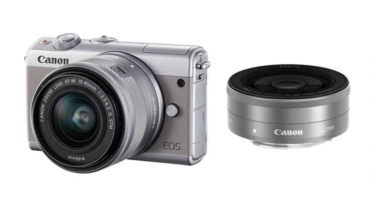 Фотоапарат Canon EOS M100 тяло + Обектив Canon EF-M 15-45mm f/3.5-6.3 IS STM + Обектив Canon EF-M 22mm f/2 STM Silver