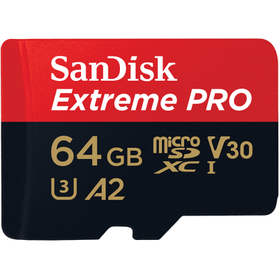 Памет microSDXC SanDisk Extreme PRO 64GB V30 A2 + SD Adapter