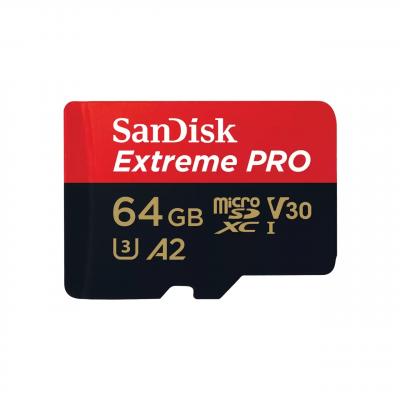 Памет microSDXC SanDisk Extreme PRO 64GB 200MB/s V30 A2 + SD Adapter