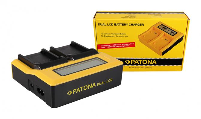 Двойно зарядно устройство Patona за Li-Ion батерия Canon LP-E10 LCD