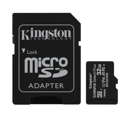 Карта памет Kingston Canvas Select Plus 32GB microSDHC Class10 + адаптер