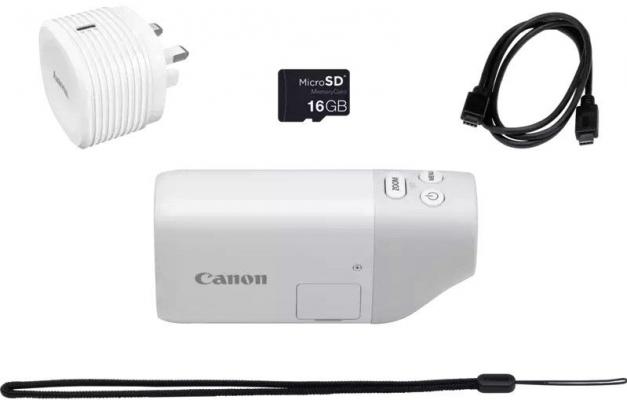 Компактен фотоапарат Canon PowerShot Zoom Essential kit (бял) (разопакован)