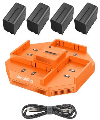 Зарядно устройство SmallRig NP-F 4-Channel Battery Kit с 4 батерии NP-F970 (оранжево)