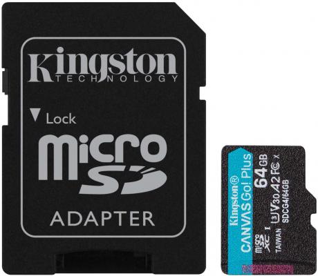 Карта памет Kingston Canvas Go! Plus Gen4 64GB microSD Class 10 + Адаптер