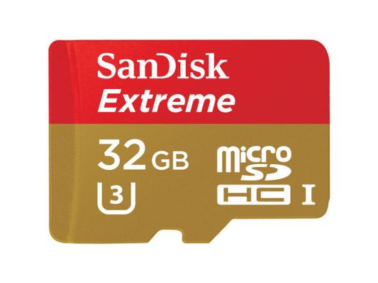 Памет microSDHC SanDisk Extreme 32GB UHS-I (U3) 90MB/s + SD Адаптер и Rescue Pro Deluxe софтуер 