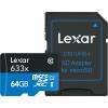Памет microSDXC Lexar 64GB UHS-I (633x) + адаптер