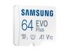 Карта памет Samsung - EVO Plus, 64GB, microSDXC, Class10 + адаптер