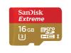 Памет microSDHC SanDisk Extreme 16GB UHS-I (U3) 90MB/s + SD Адаптер и Rescue Pro Deluxe софтуер 
