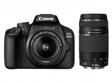 Фотоапарат Canon EOS 4000D тяло + Обектив Canon EF-s 18-55mm f/3.5-5.6 III + Обектив Canon EF 75-300mm f/4-5.6 III USM