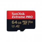 Памет microSDXC SanDisk Extreme PRO 64GB 200MB/s V30 A2 + SD Adapter