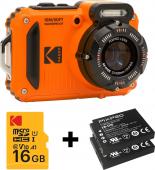 Компактен подводен фотоапарат Kodak PIXPRO WPZ2 (оранжев) + 2 Батерии + Micro SD 16GB