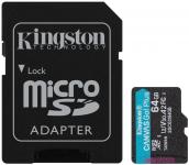 Карта памет Kingston Canvas Go! Plus 64GB microSD Class 10 + адаптер